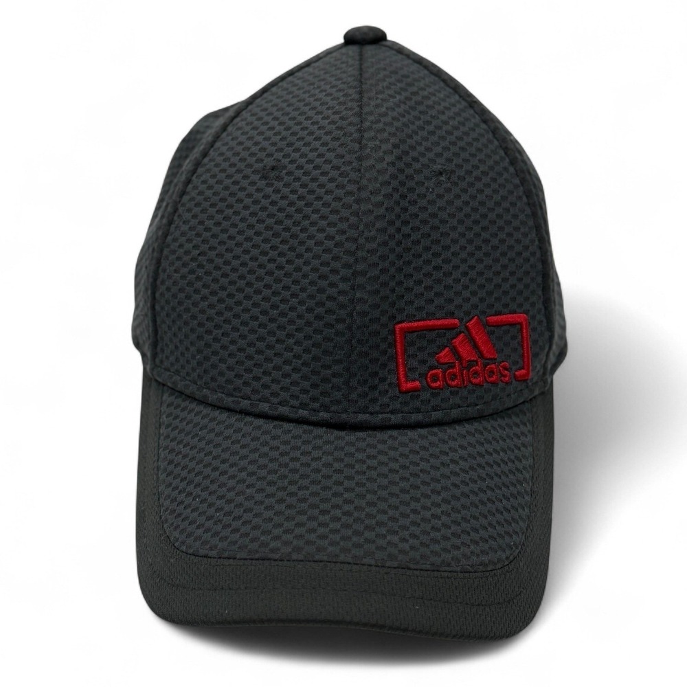 Adidas AEROREADY Gray Structured Baseball Cap Red Logo Hat Mens Small / Medium